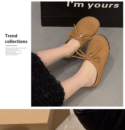 Bow Plain Accent Platform Mules