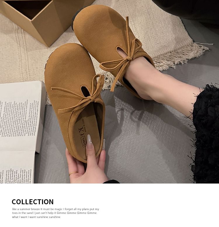 Bow Plain Accent Platform Mules