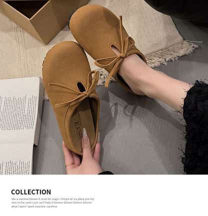 Bow Plain Accent Platform Mules