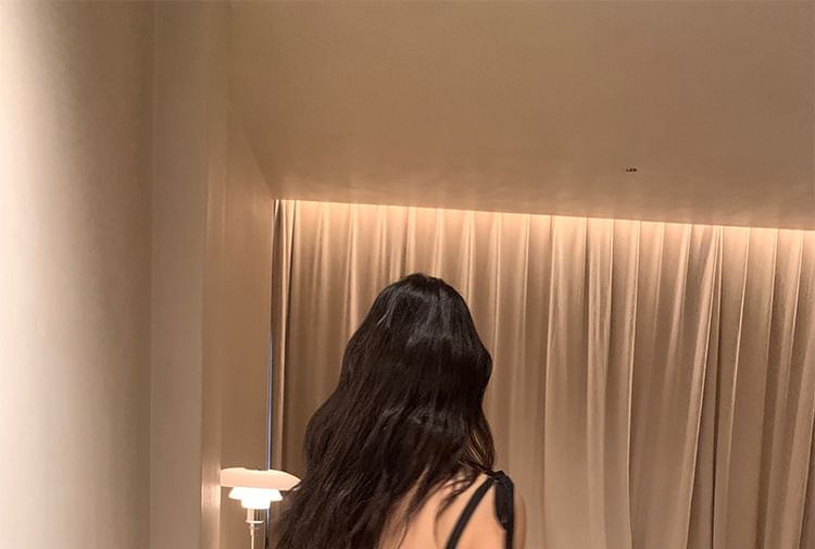 A-Line Shoulder Dress Plain Maxi Tie