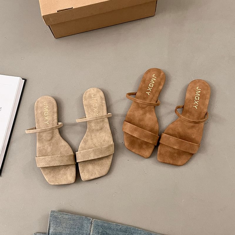 Square Sandals Toe Slide Plain