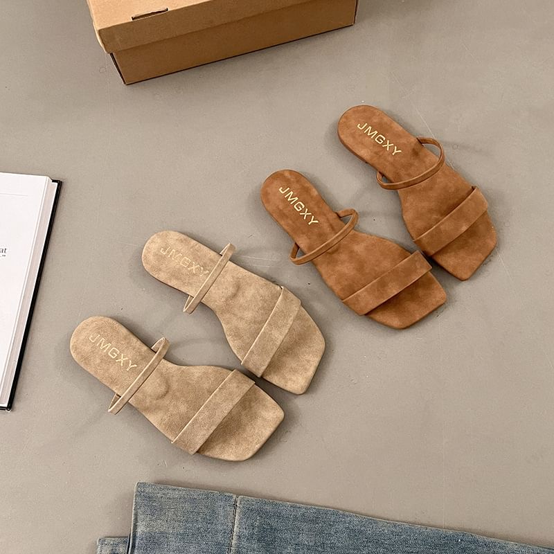 Square Sandals Toe Slide Plain