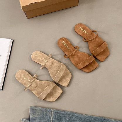 Square Sandals Toe Slide Plain