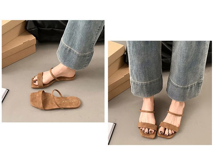 Square Sandals Toe Slide Plain