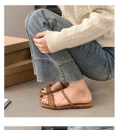 Square Sandals Toe Slide Plain