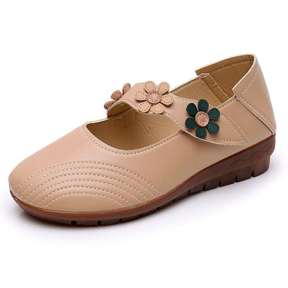 Flower Jane Leather Faux Mary Shoes Detail
