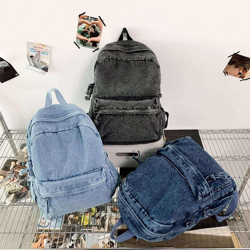 Backpack Zip Washed Denim