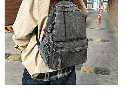 Backpack Zip Washed Denim