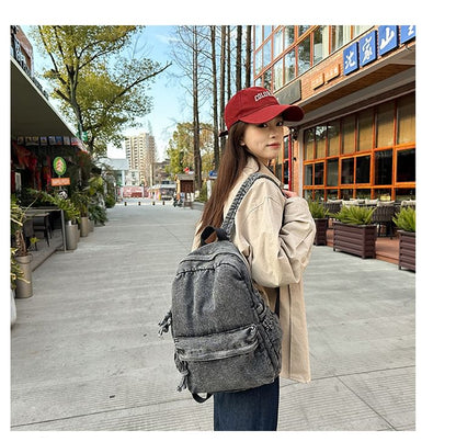 Backpack Zip Washed Denim