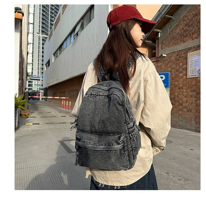 Backpack Zip Washed Denim