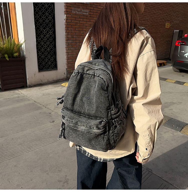 Backpack Zip Washed Denim