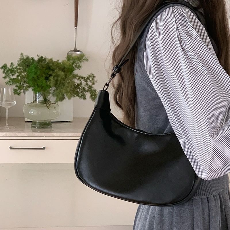 Shoulder Bag Faux Leather Plain