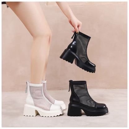 Panel Zip-Up Mesh Short Platform Boots