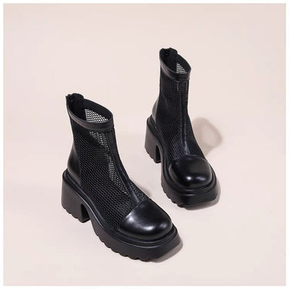 Panel Zip-Up Mesh Short Platform Boots