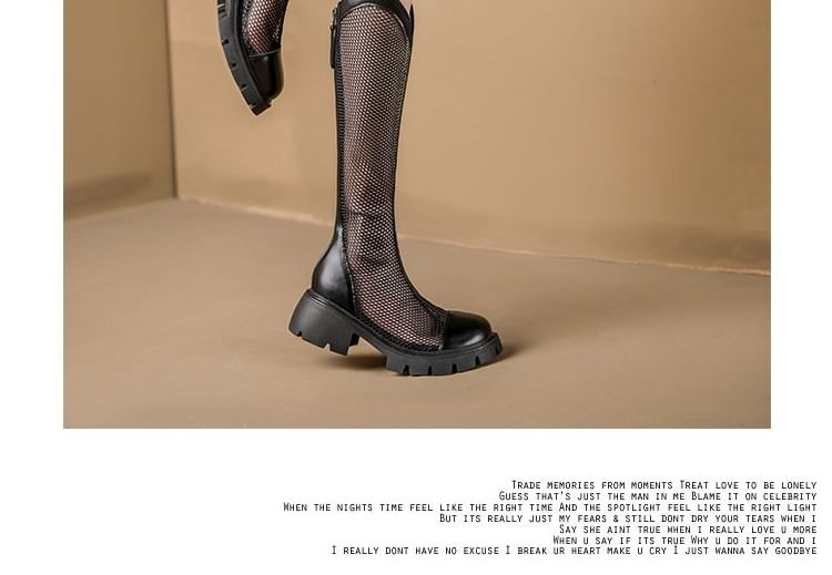 Platform Mesh Tall Panel Boots Zip-Up