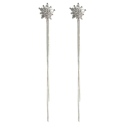 / Earring Dangle Rhinestone Fringed Clip-On Star