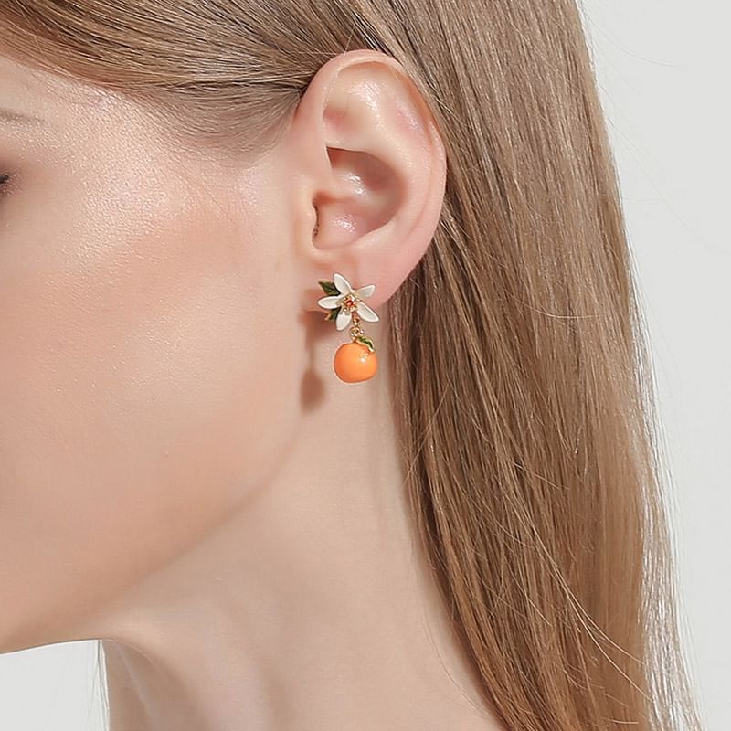 Clip-On Drop Flower / Earring Rhinestone