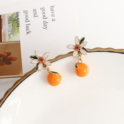 Clip-On Drop Flower / Earring Rhinestone