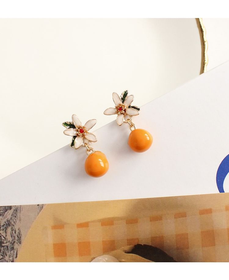 Clip-On Drop Flower / Earring Rhinestone