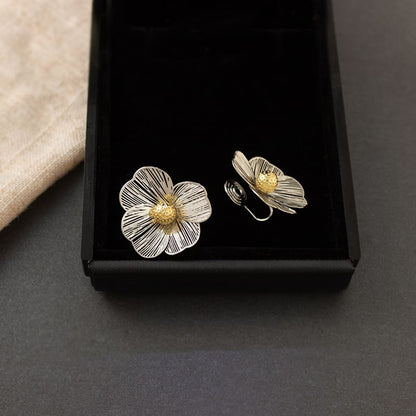 / Ear Clip-On Earring Stud Flower