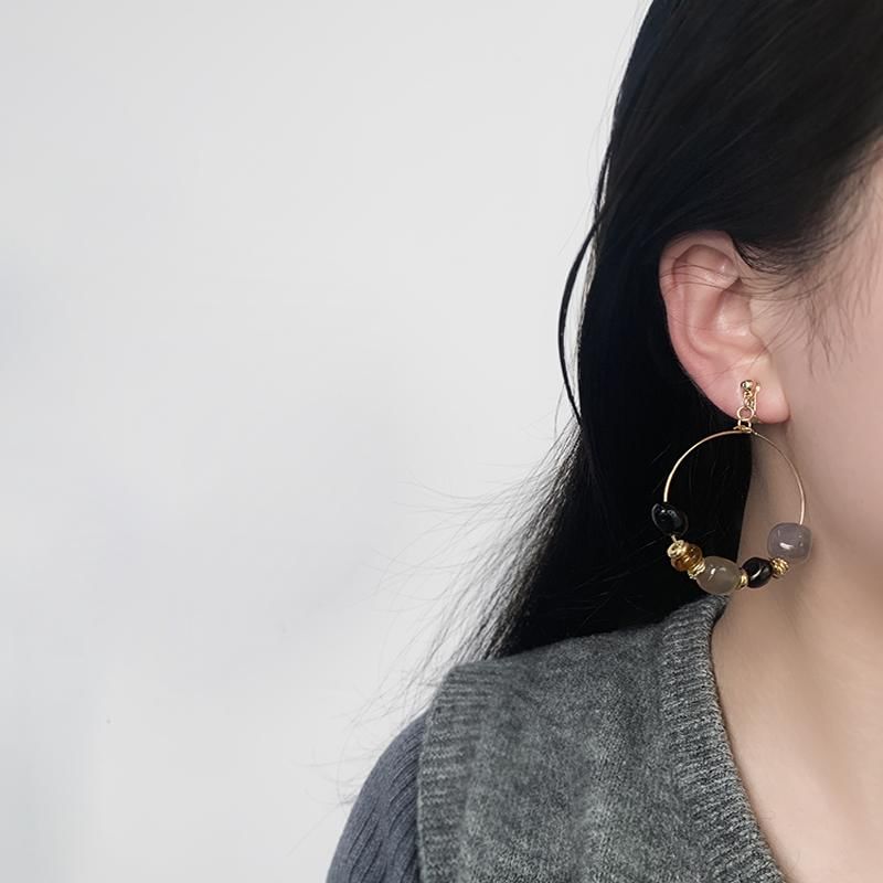 Hoop Beaded Clip-On Irregular Drop / Earring Hook