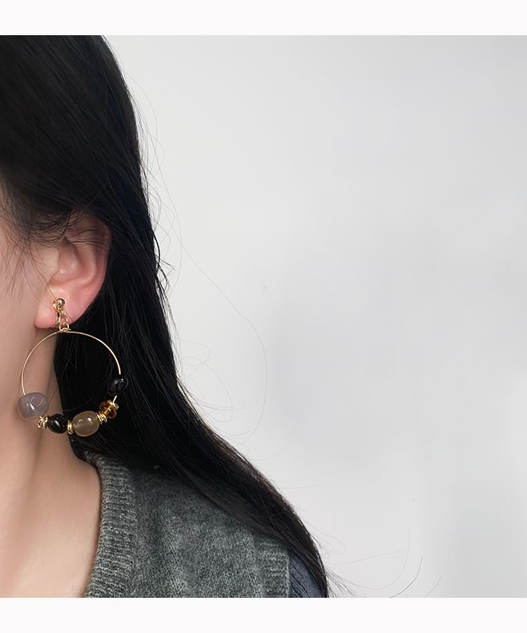 Hoop Beaded Clip-On Irregular Drop / Earring Hook