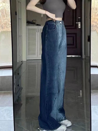 Wide Waist Washed Leg Jeans High