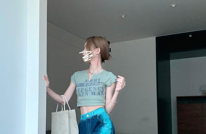 High Leg Wide Fray Jeans Washed Rise