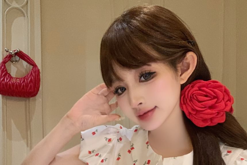 Puff-Sleeve Floral Mini / Pencil Plain Mid Shirt Skirt Rise