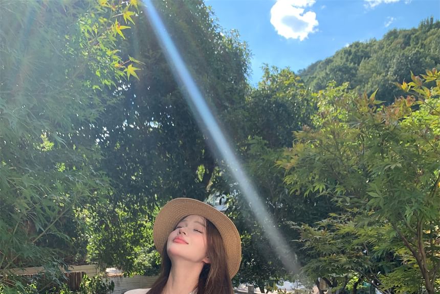 Plain / Puff-Sleeve Shorts Ruffle High Shirt Lace-Up Waist