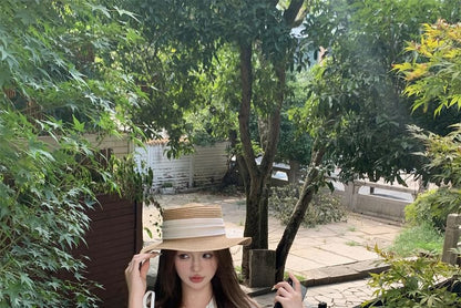 Plain / Puff-Sleeve Shorts Ruffle High Shirt Lace-Up Waist