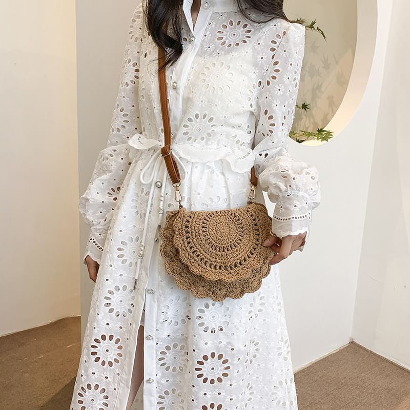 Crochet Crossbody Flap Bag Lace