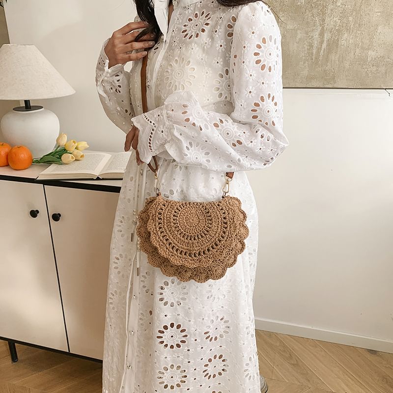 Crochet Crossbody Flap Bag Lace