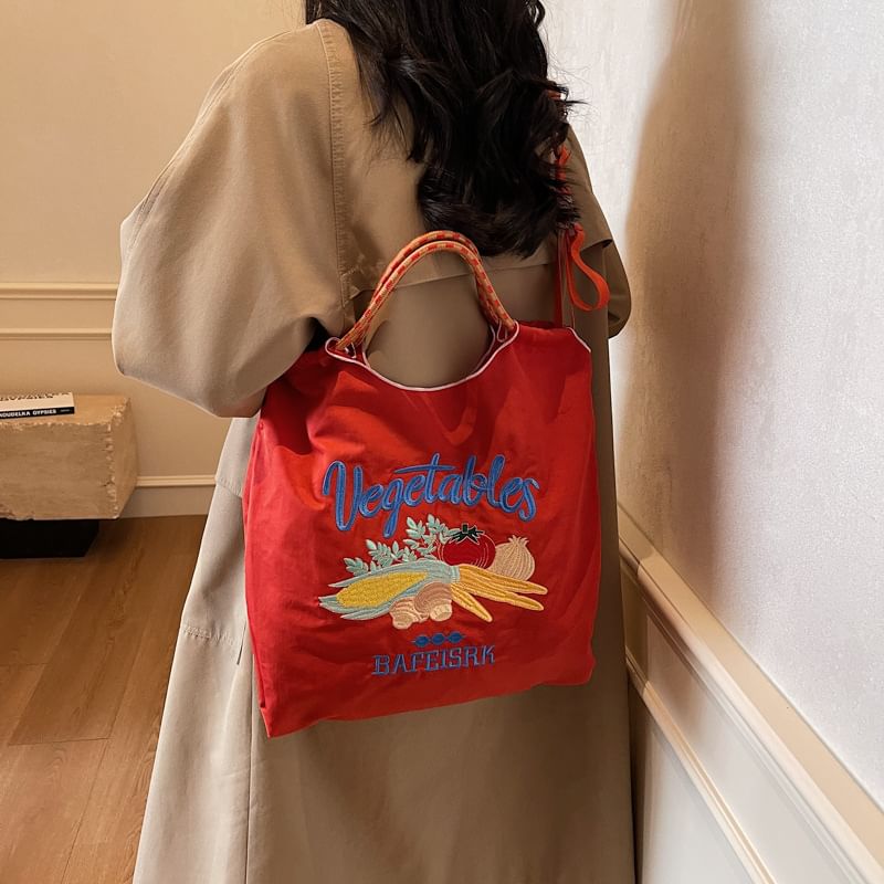 Bag Vegetable Embroidered Tote