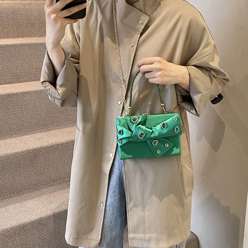 Box Bag Rhinestone Crossbody Bow