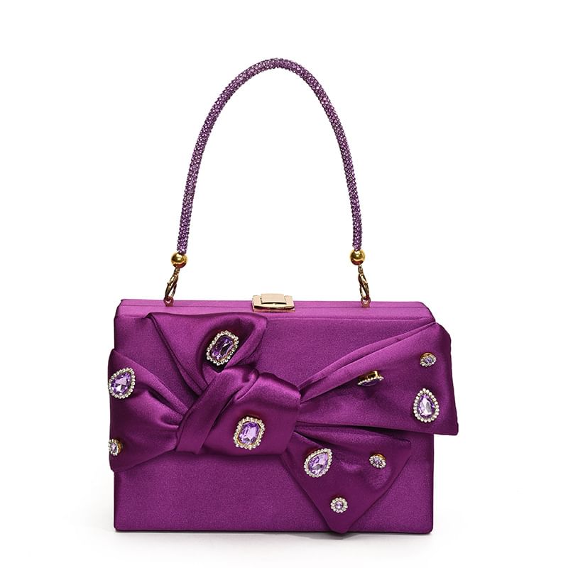 Box Bag Rhinestone Crossbody Bow