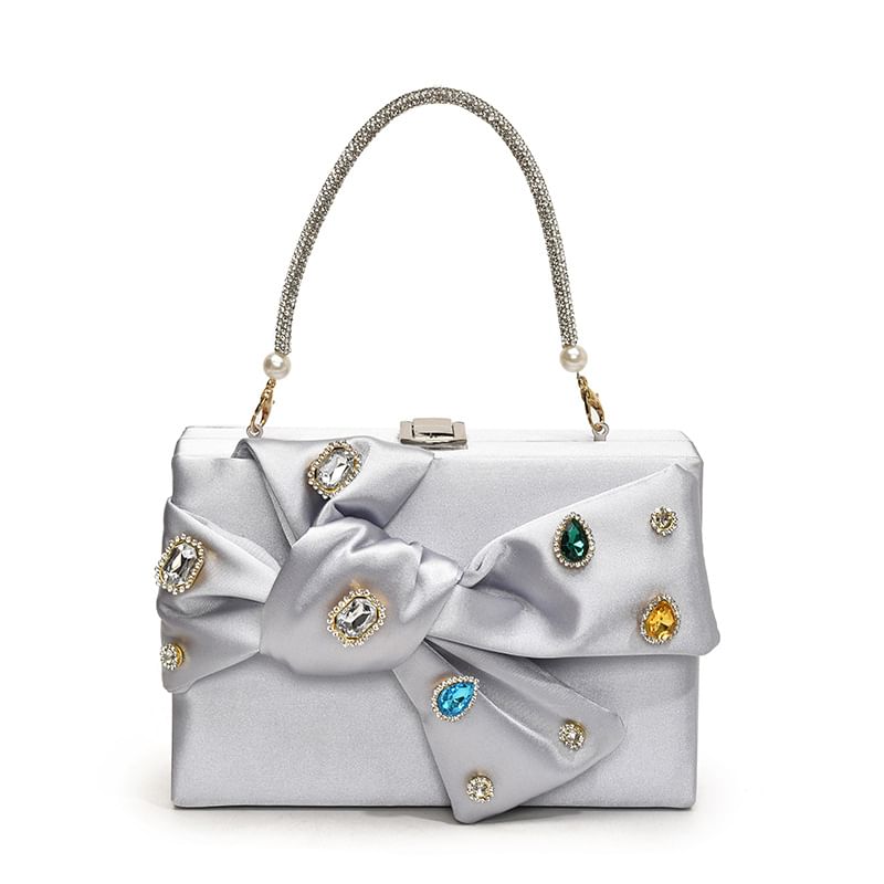 Box Bag Rhinestone Crossbody Bow