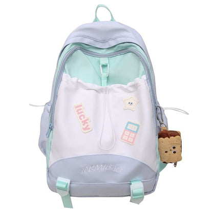 Letter Color Drawstring Backpack Embroidered Block