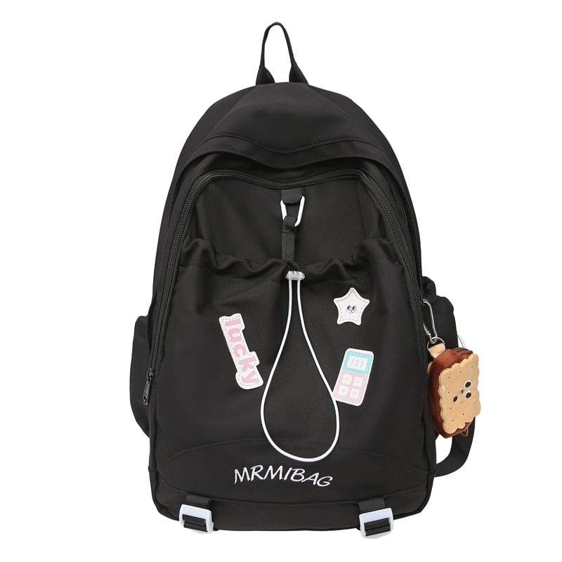 Letter Color Drawstring Backpack Embroidered Block