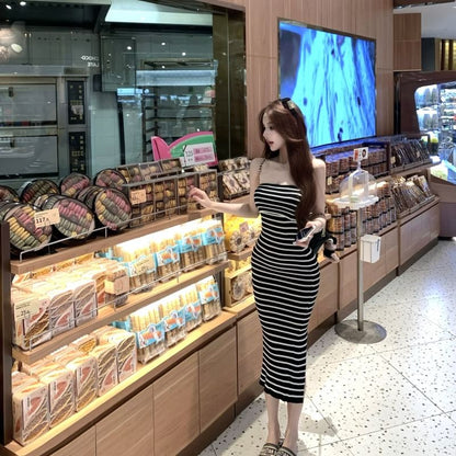 Midi Sheath Dress Striped Tube