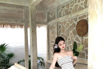 Dress Sheath Tube Striped Midi