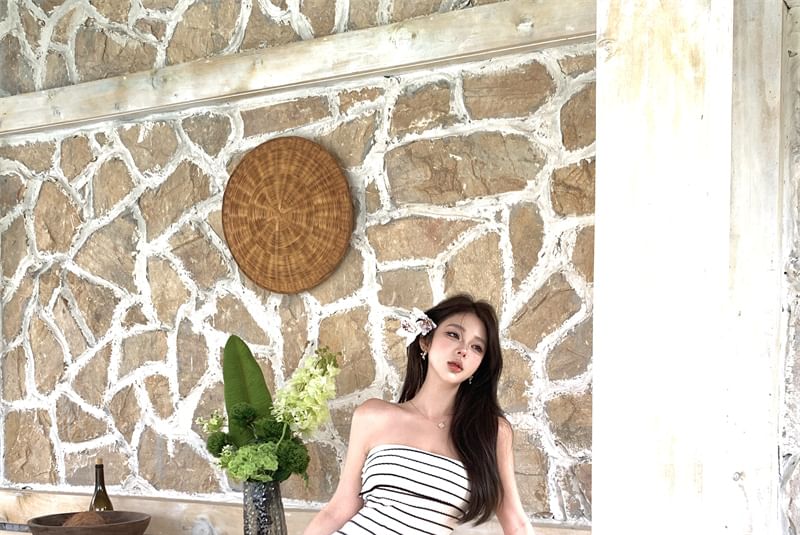 Dress Sheath Tube Striped Midi