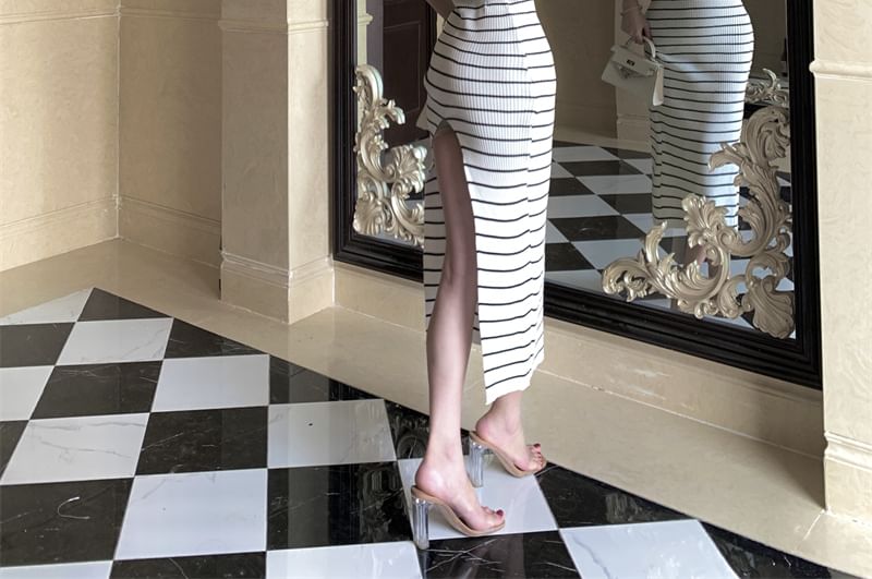 Dress Sheath Tube Striped Midi