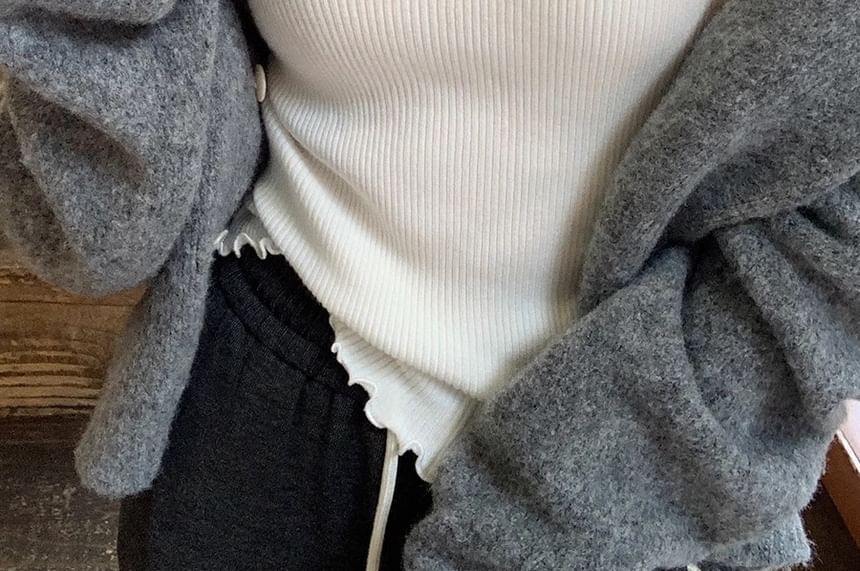 Plain Ribbed Lace Camisole Padded Top Trim