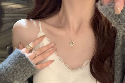 Plain Ribbed Lace Camisole Padded Top Trim