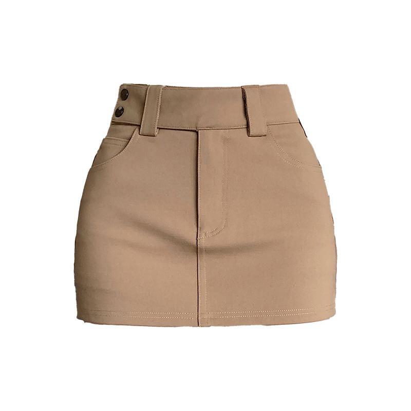 Plain Waist High Skort