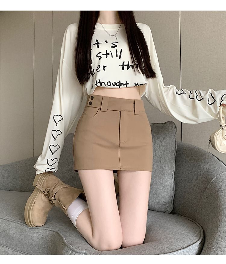 Plain Waist High Skort