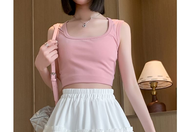 Mini Tiered Plain Accordion A-Line Elastic Pleated Skirt Waist