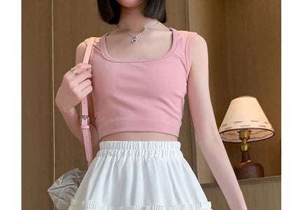 Mini Tiered Plain Accordion A-Line Elastic Pleated Skirt Waist