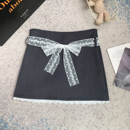 High Waist Skort Lace Panel